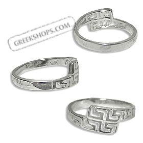 Sterling Silver Ring - Greek Key Stem Overlap