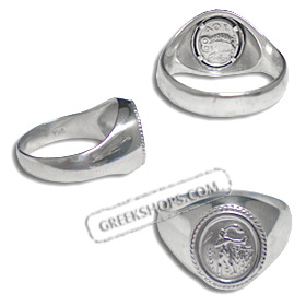 Sterling Silver Prince Carrying Lillies-Owl (oval) Men's Ring JP125R