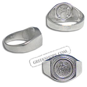 Sterling Silver Prince Carrying Lillies-Owl (circle) Men's Ring JP126R