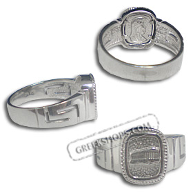 Sterling Silver Parthenon-Athena (square) Men's Ring JP130R