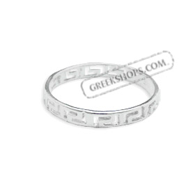 Sterling Silver Ring - Greek Key Band (2mm)
