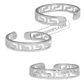 Sterling Silver Ring - Greek Key Band 4mm (Adjustable)