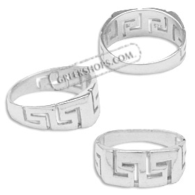 Sterling Silver Ring - Greek Key Square (8mm)