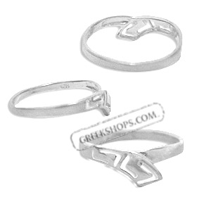 Sterling Silver Ring - Greek Key Stem Overlap