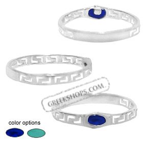 Sterling Silver Ring - Greek Key Oval Stone