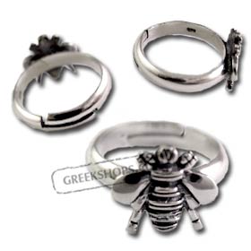 Sterling Silver Archaic Bee Adjustable Ring