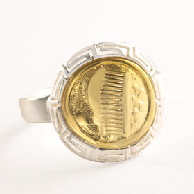 Sterling Silver and 24k gold plated Parthenon Oval Ring 