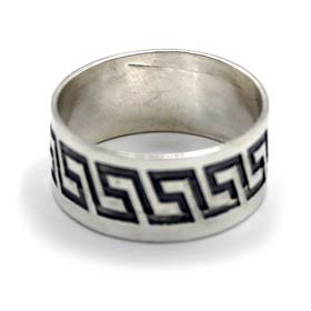 Sterling Silver Skewed Greek Key Men
