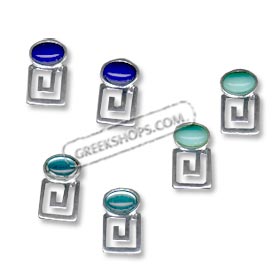 Sterling Silver Earrings - Greek Key Post (13mm)