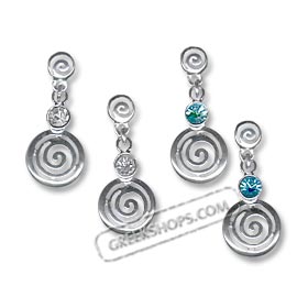 Sterling Silver Dangle Earrings - Double Swirl (32mm)