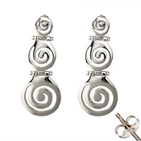 The Ariadne Collection - Sterling Silver Earrings w/ Swirl Motif Links (37mm)