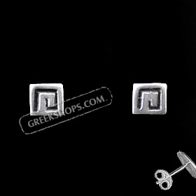 The Clio Collection - Sterling Silver Post Earrings Greek Key (4mm)