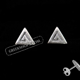 The Clio Collection - Sterling Silver Post Earrings Greek Key Triangle (7mm)