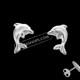 The Clio Collection - Sterling Silver Post Earrings Minoan Dolphins (10mm)