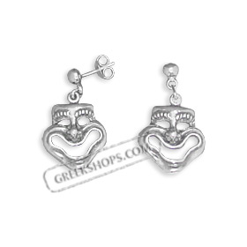 Sterling Silver Earrings - Comedy Masks (29mm)
