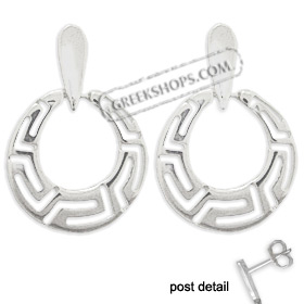 Sterling Silver Earrings - Greek Key Circle (30mm)