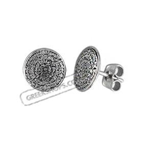 Sterling Silver Earrings - Phaistos Disc (8mm)