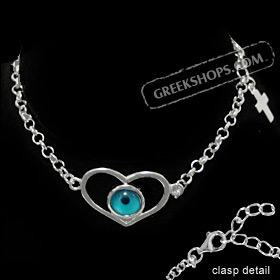 The Amphitrite Collection - Sterling Silver Bracelet - Eye with Heart & Cross