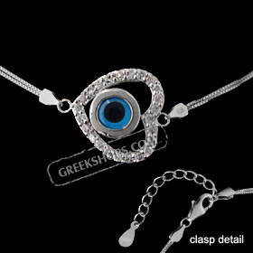 The Amphitrite Collection - Sterling Silver Bracelet - Heart w/ Mati Eye & Swarovski