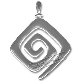 Sterling Silver Pendant - Rounded Greek Key Large (48mm)