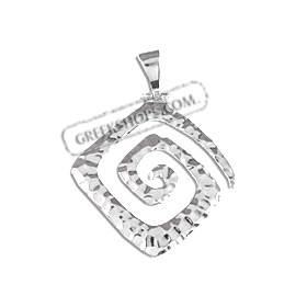 Sterling Silver Pendant - Greek Key Motif (30mm)