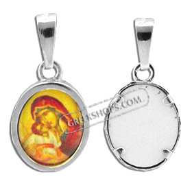 Platinum Plated Sterling Silver Pendant - Virgin Mary (13mm)