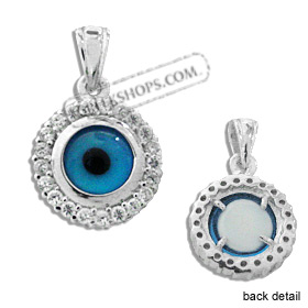 The Amphitrite Collection - Sterling Silver Pendant - Circle Mati Evil Eye w/ Swarovski (17mm)