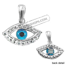 The Amphitrite Collection - Sterling Silver Pendant - Mati Evil Eye w/ Swarovski (18mm)