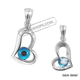 The Amphitrite Collection - Sterling Silver Pendant - Mati Evil Eye Heart (15mm)