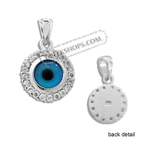 The Amphitrite Collection - Sterling Silver Pendant - Circle Mati Evil Eye w/ Swarovski (10mm)