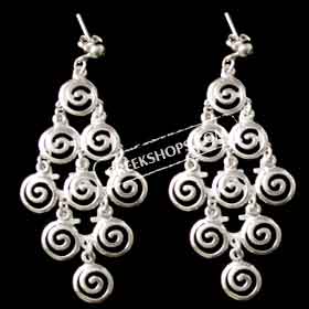 The Ariadne Collection - Sterling Silver Earrings - Cluster of Cascading Spirals (54mm)