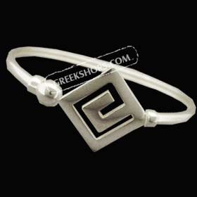 Sterling Silver Cuff Bracelet - Greek Key Motif 