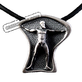 Sterling Silver Poseidon Pendant w/ Rubber Cord (21mm)