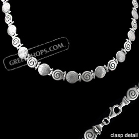 Sterling Silver Necklace -  Phaistos Disc & Swirl Motifs (12mm)