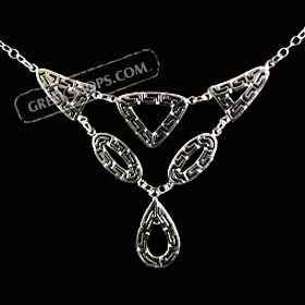 Sterling Silver Necklace with Greek Key Teardrop (25mm)