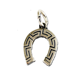 Sterling Silver Horshoe Greek Key Pendant 16mm