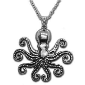 The Neptune Collection - Greek Octopus Sterling Silver Necklace 16"