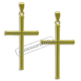 18k Gold Cross Pendant - Rounded (36mm)