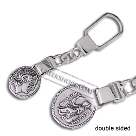 Sterling Silver Keychain - Alexander Ancient Tetradrachm Replica