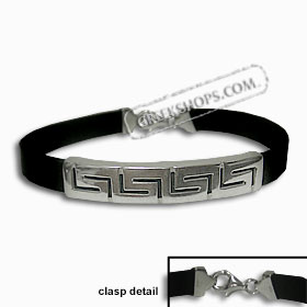 Rubber Bracelet - Sterling Silver Large Greek Key (.7cm)