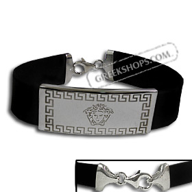 Rubber Bracelet - Sterling Silver Aphrodite Sandblast (1.5cm)