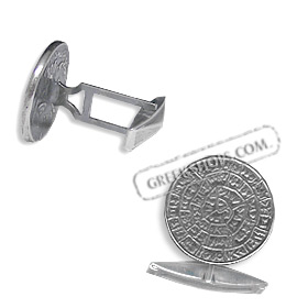 Sterling Silver Phaistos Disc Cufflinks Double Sided (20mm)