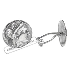 Sterling Silver Cufflinks - Ancient Tetradrachm Replica ft. Athena (17mm)
