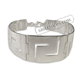 The Athena Collection - Sterling Silver Bracelet w/ Large Greek Key Links (25mm)
