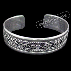 The Athena Collection - Sterling Silver Cuff Bracelet Dual-Swirl Rope (1.7cm)