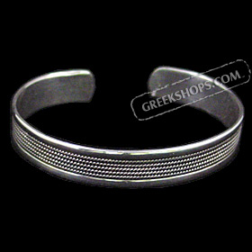 The Athena Collection - Sterling Silver Cuff Bracelet Small Rope (1.1cm)