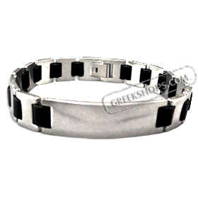 Rubber and Stainless Steel Bracelet with Box Clasp (11mm)