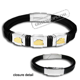 The Hephaestus Collection - Rubber Bracelet with 18k Gold Emblem - Triple Parthenon