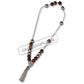 Sterling Silver Worrybeads - Brown Goldstone