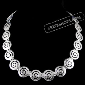 The Ariadne Collection - Sterling Silver Necklace w/ Swirl Motif Links (20mm)